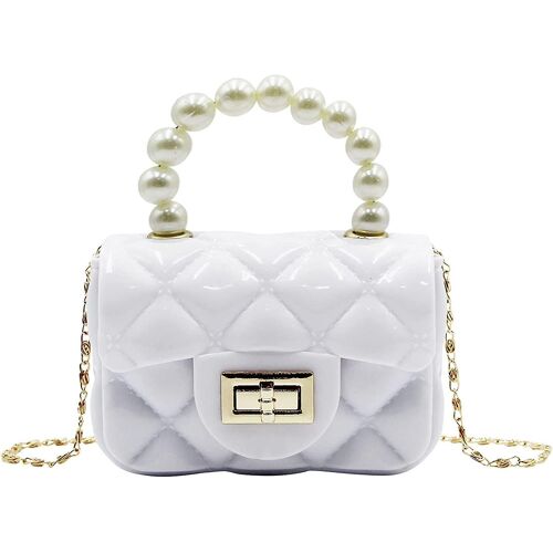 Mode Candy Color Sac à main Sac à main Sac à main Mini Rose Sac à bandoulière Jelly Sac à bandoulière Crossbody Avec Perles Poignée Chaîne Sangle