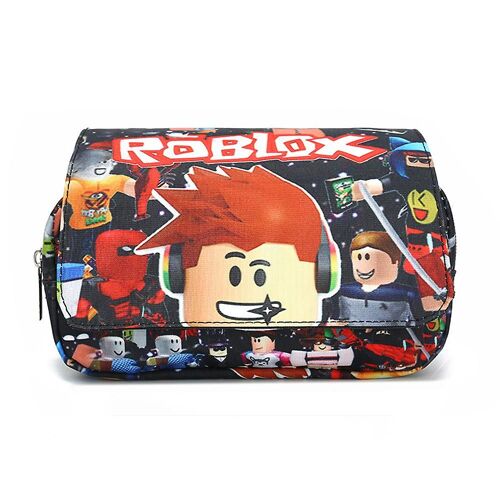 Enfants Garçons Filles Roblox Thème Imprimer Double Couche École Crayon Étui Stylo Pochette Papeterie Organisateur