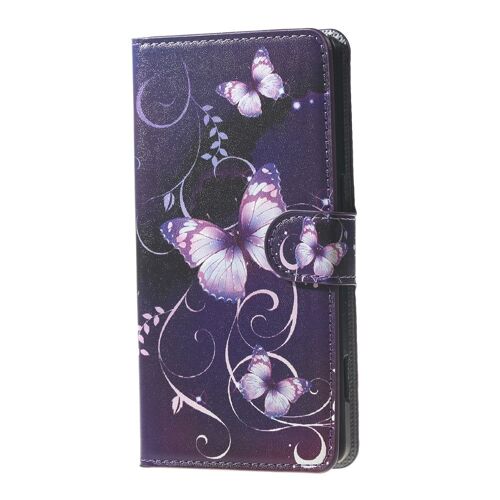 Etui Flip Samsung Galaxy S5 Cuir (Pu) Aimanté Papillon Night Blue Design Sam1381
