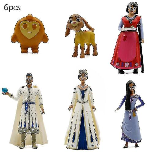 6 Pcs/Set Disney Wish Action Figures Dessin Animé Asha Star King Magnifico Queen Amaya Mini Figure Collection Modèle Jouets Cadeaux