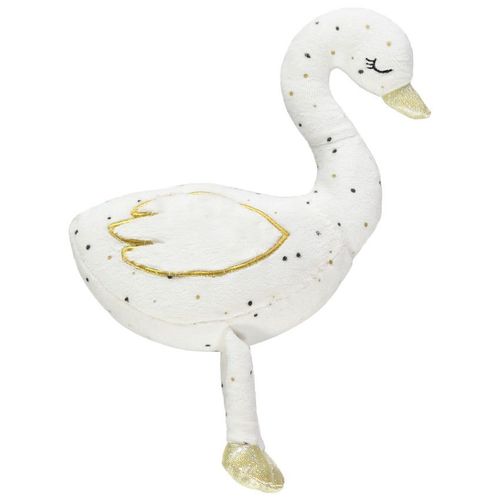 Peluche Cygne Imprimé Pois Et Doré Pour Bébé Fille - Ecru