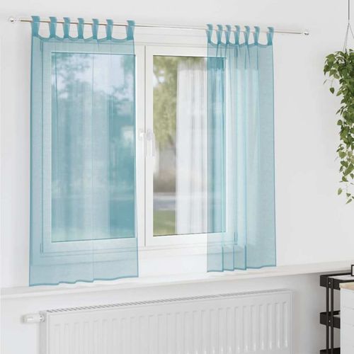 Vidaxl Rideaux En Voile Avec Boucles 2 Pcs Turquoise 140x140 Cm