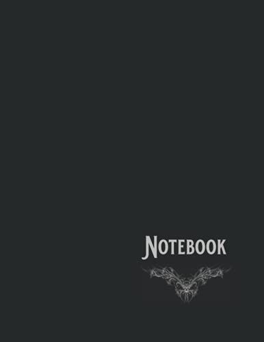Notebook: Lined Black Cover Notebook With Abstract Flower Design - 120 Pages - Large (8.5 X 11 Inches)