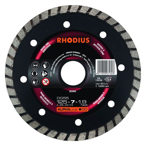 Disque de tronconnage diamant - ALPHALINE - DG55 - 125 X 7,0 X 1,9 X 22,23mm