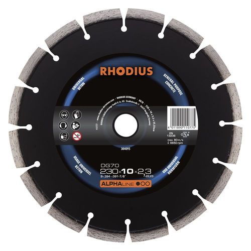 Disque de tronconnage diamant - ALPHALINE - DG 70 - 230 X 10,0 X 2,3 X 22,23mm