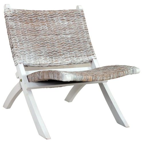 Vidaxl Chaise De Relaxation Rotin Kubu Naturel Et Bois D'acajou Massif