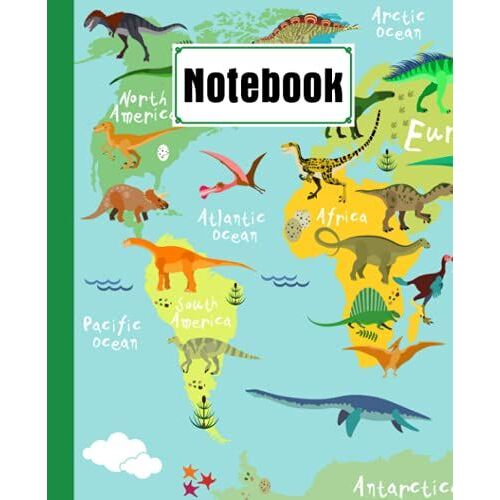 Notebook: Dinosaurs Composition Notebook College Ruled, Writer's Notebook For Schools, 120 Pages - Large 7.5" X 9.25" Design By Irma Franke