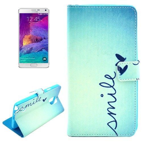 Etui Flip Samsung Galaxy Note 4 Cuir (Pu) Aimanté Smile Blue Design Not1934