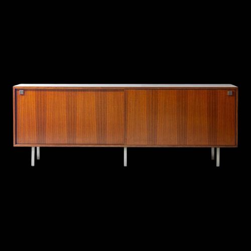 Buffet Minimaliste En Teck Et Chrome Par Alfred Hendrickx Annes 1960 Marron