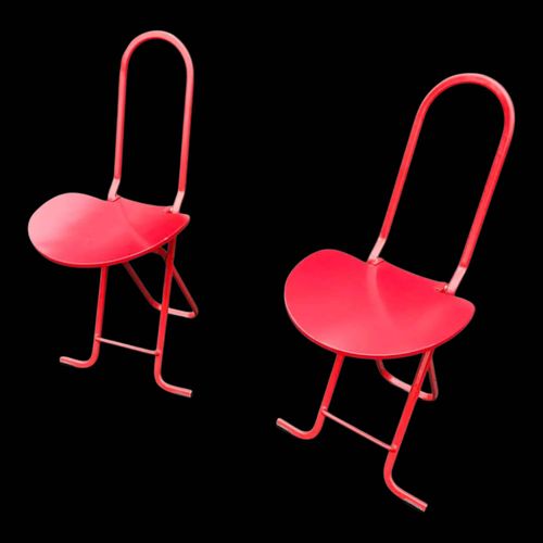 Chaises Pliantes De Gastone Rinaldi Pour Thema Annes 1970 Lot De 2 Rouge