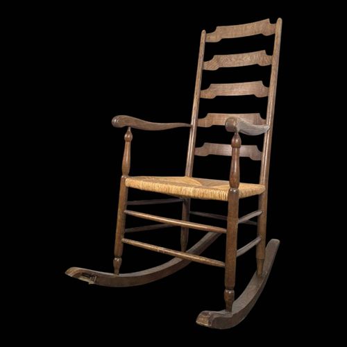 Fauteuil rocking chair brutaliste bois