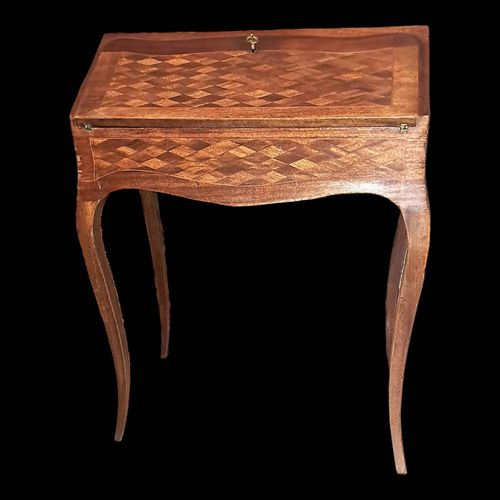 Petit Secrtaire Xix Style Napolon Iii Plateau Rabattable Et Marqueterie Marron