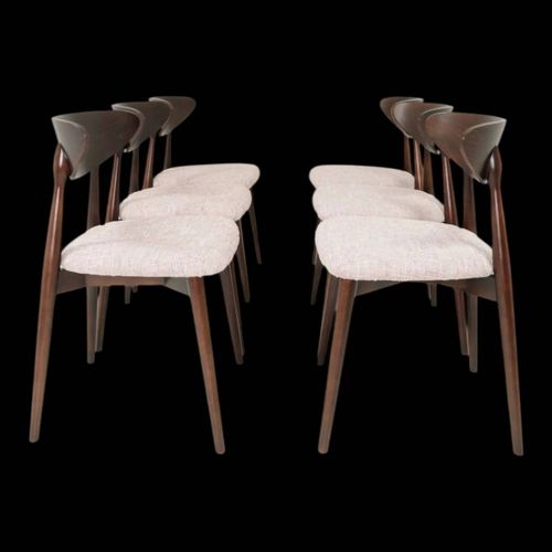 Ensemble De 6 Chaises De Salle Manger Design Scandinave Rose Subtil Bois Fonc Rose