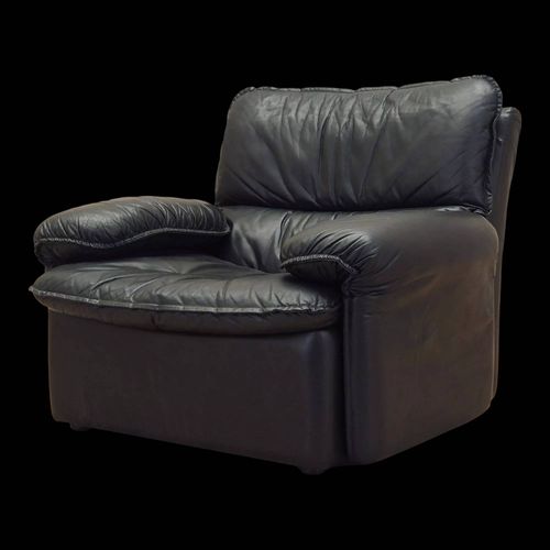 Fauteuil Lounge Design Italien Annes 1970 Production Italie Noir