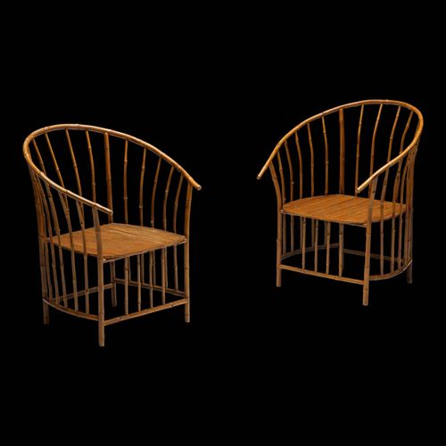 Fauteuils Rustiques En Bambou Wabi Sabi France Annes 1970 Marron