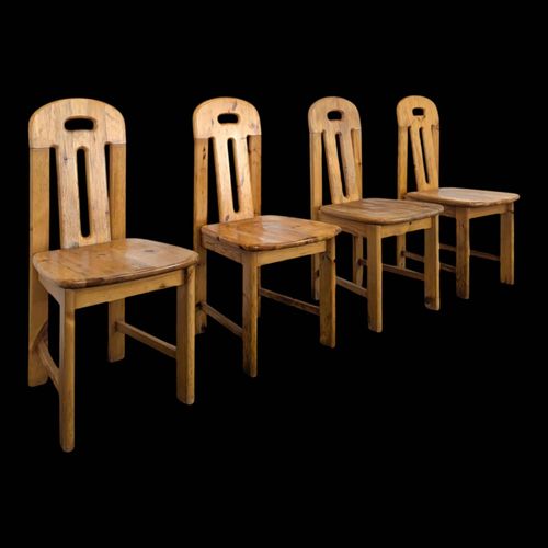 Srie De 4 Chaises Style Chalet En Pin Annes 80 Bois