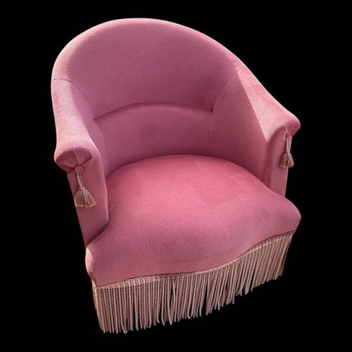 Fauteuil Crapaud Velours Rose Rose