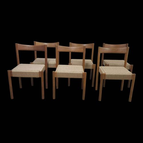 6 Chaises Scandinaves Danoises Cordage 1960 Bois