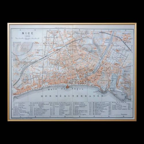 Imprime en 1910 plan de Nice multicolore
