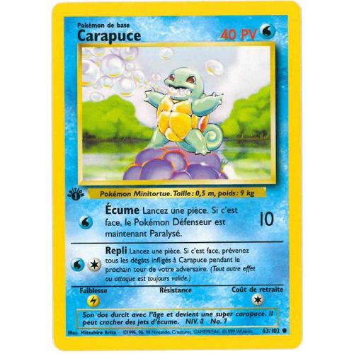 Carapuce 1ère Edition (63/102) Set De Base Fr