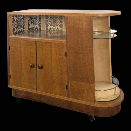 Bar Roulant Des Annes 50 En Placage Chne Et Sycomore Bois