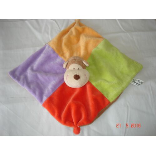 Doudou Zeeman Singe Plat Rouge Vert Violet Orange Marron