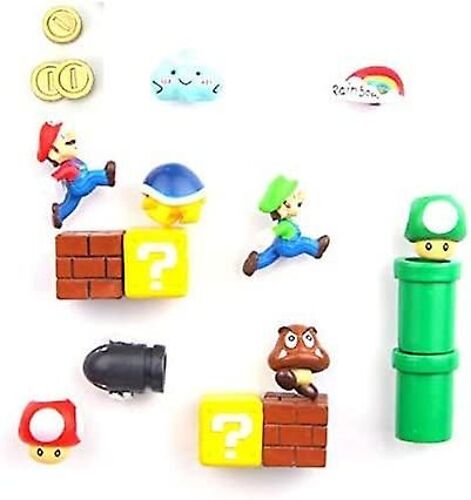 17 Pcs Mario Fridge Magnets Set, Aimants de réfrigérateur, Aimants de bureau / calendrier Aimants / tableau blanc Aimants / mario Aimants décoratifs de réfrigérateur Cuisine
