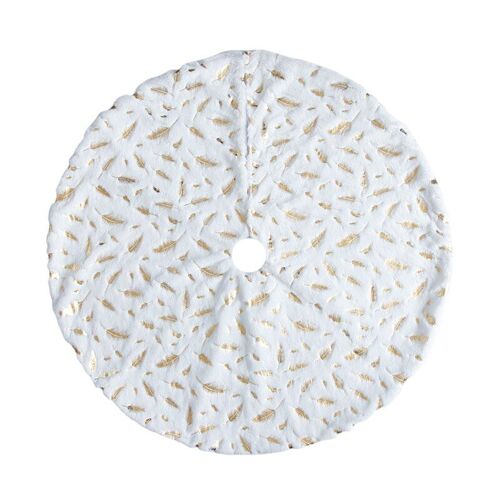 Jupe d'arbre de noël en peluche, tapis d'arbre de noël en fausse fourrure douce blanche avec jupe d'arbre brodée pour décorations de fête de noël