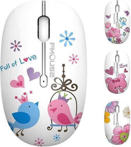 M101 Souris sans fil Souris d'ordinateur silencieuses mignonnes avec récepteur USB, 2.4g Souris de voyage optique sans fil 1600 Dpi Compatible avec ordinateur portable, ordinateur portable, PC, Com