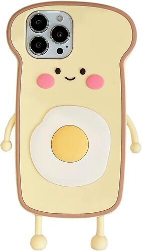 Les étuis de téléphone Kawaii s'appliquent à l'iphone 14pro Max, mignon Cartoon Egg Toast Phone Case Unique Fun Cover Case 3d Phone Case Soft Silicone Antichoc
