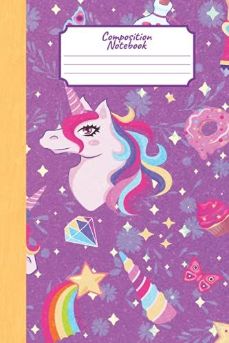 Cute Colorful Of Rainbow Fancy Unicorn Horse Composition Notebook Journal For Student Kids And Girls: A Cartoon Character Pattern Book, Wide Ruled Lined