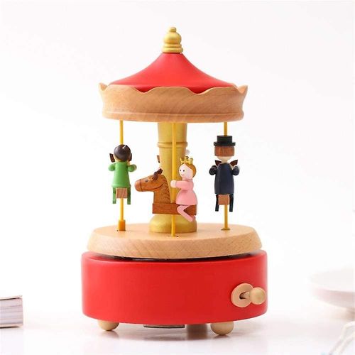 Boîte À Musique En Bois De Qualité Avec Carrousel Cheval De Troie Présent Ornements D'artisanat, Jouet Cadeau D'anniversaire Enfants Décoration Saint-Valentin