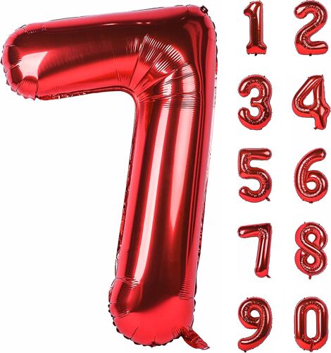 40 pouces rouge grands nombres 0-9 décorations de fête d'anniversaire feuille d'hélium Mylar grand nombre ballon numérique 7