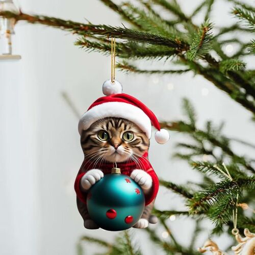 Acrylique mignon Daschund chat-voiture miroir pendentif, arbre de Noël ornement Decor cadeau