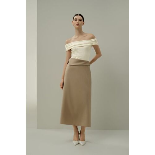 Lilysilk Jupe En Soie-Laine Taille Asymétrique Infroissable Et Respirante Chameau 46