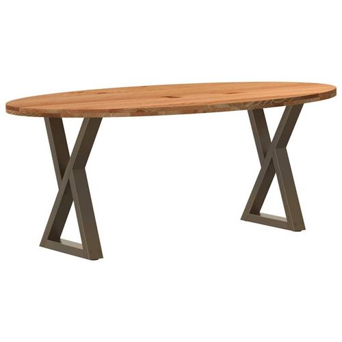 Vidaxl Table À Manger Marron Clair Bois De Chêne Massif Ovale