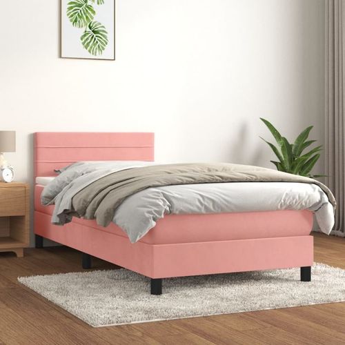 Vidaxl Lit À Sommier Tapissier Avec Matelas Rose 100x200 Cm Velours - Modèle 3141352