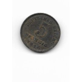 5 Pfennig - Wilhelm Il Type 2 - Grand Aigle, Fer 1916 Allemagne
