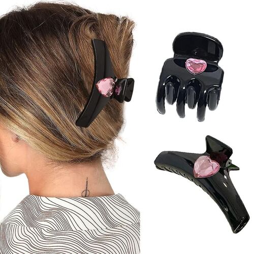 Heytea Y2k Griffe De Cheveux Noir Pinces De Pince À Cheveux Acrylique Pinces De Griffes De Cheveux Grand Heytea Onslip Clips À Cheveux Accessoires Pour Cheveux Pour Femmes Et Filles (2pcs) 