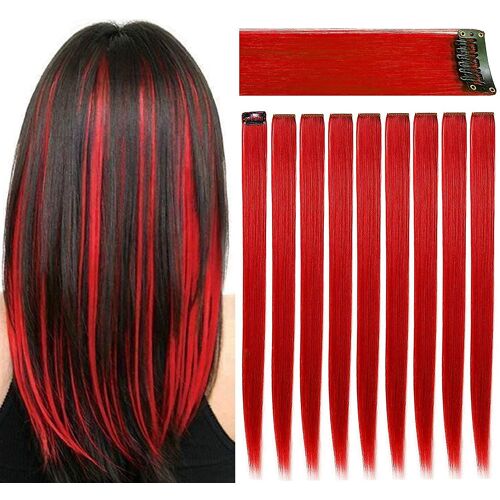 9pcs 21 « Clip Coloré Dans Les Extensions De Cheveux Extensions De Cheveux Rouges Pour Les Enfants Filles Clip Dans Les Clips De Cheveux Roux Extensions De Cheveux Pour Les Enfants Faits Saillants De 