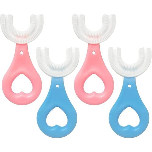4 Packs Kids U Brosse À Dents En Forme De U Avec Poils En Silicone Massage Brosse À Dents Pour Tout-Petits, 360 Brosse À Dents De Nettoyage Buccal Complète Bouche Entière Train En Forme De U