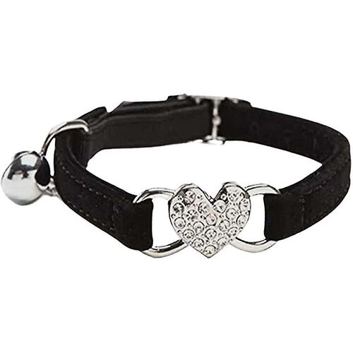 Collier Heart Cat Avec Ceinture De Sécurité Et Cloche Réglable 8-10 Pouces Pour Chatons Chats