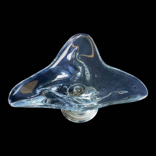 Coupe Fruits En Verre Sur Pied En Mtal Argent Transparent