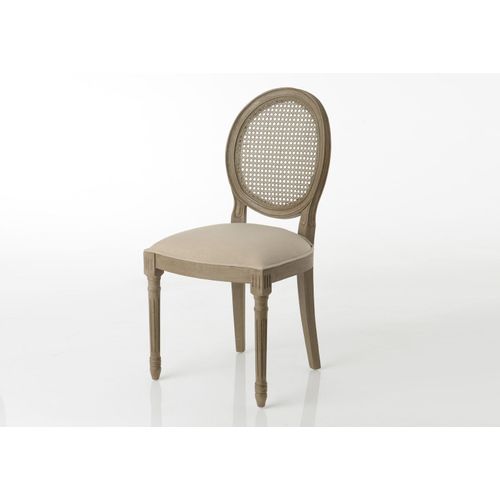 Chaise Taupe En Acajou Médaillon