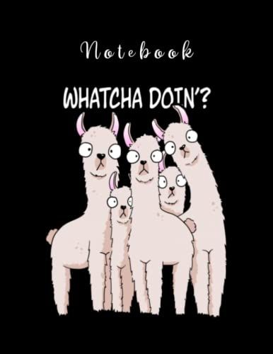 Notebook: Curious Alpakas Lamas With Dofen View Notebook Black Cover Best Gift 8.5''x11''