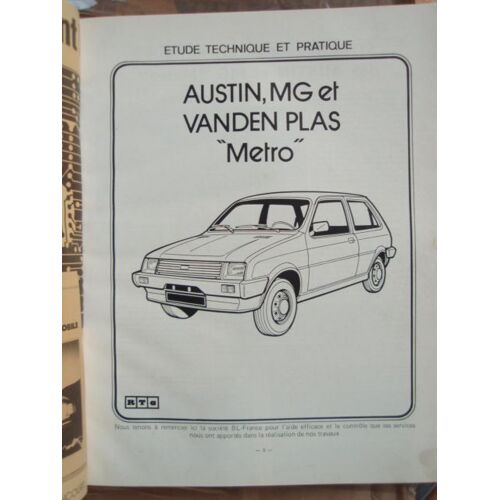 Revue Technique Automobile Austin, Mg Et Vanden Plas Metro Et Metro Turbo