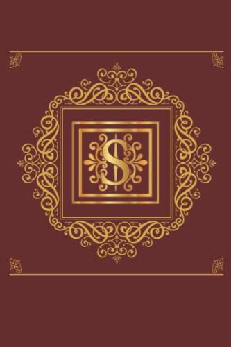 S: Monogram Initial S Notebook For Girls, Women And School With Cute Brown Covre 6x9 110 P Lined Papaer