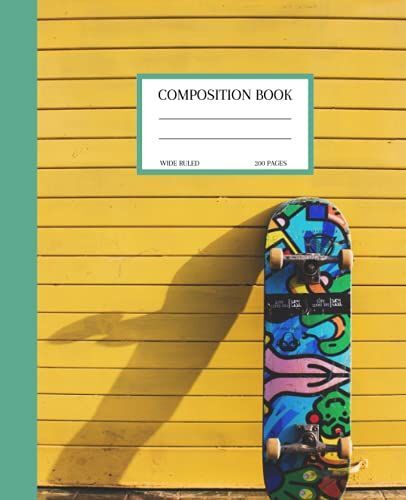 Skateboard Composition Notebook Wide Ruled: Kids Skateboard Composition Notebook Wide Ruled, Kids Skateboard Composition Notebook, 200 7.5x9.25 Wide Ruled Pages