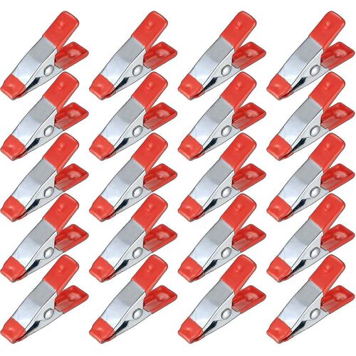 Clips De Pinces À Ressort En Métal, Support De Poignée Basculant Robuste Enduit De Caoutchouc, Pinces En Bois Pour Bâche, Camping, Travail Du Bois, Outil De Modélisme - 20 Pcs / 2