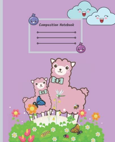 Llama Kawaii Composition Notebook: Cute Llama Wide Ruled For Kids, Teens, Girls - Pages 120 Size 7.5x9.25 In (Kawaii Composition Notebook)